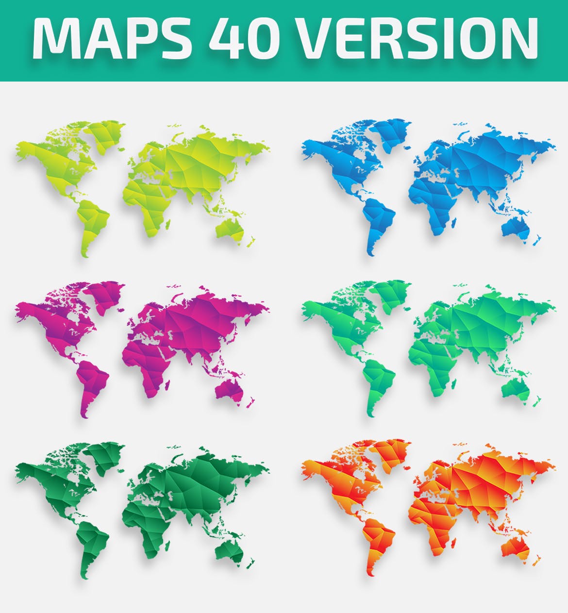 40种设计风格世界地图矢量图形设计素材下载 Map of the world 40 Version插图(2)