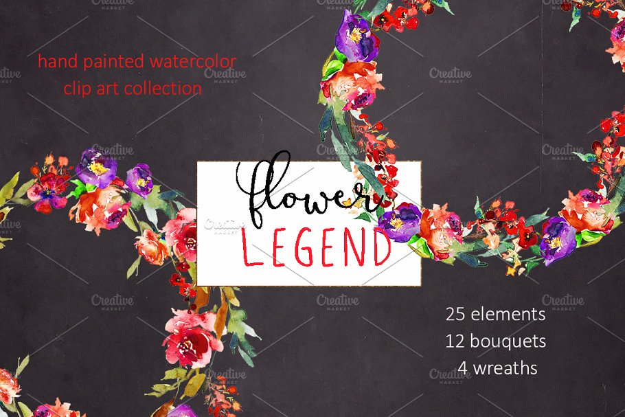 红牡丹花水彩剪切画（元素、花束&花圈） Watercolor Red Peony Flowers Clipart插图(11)
