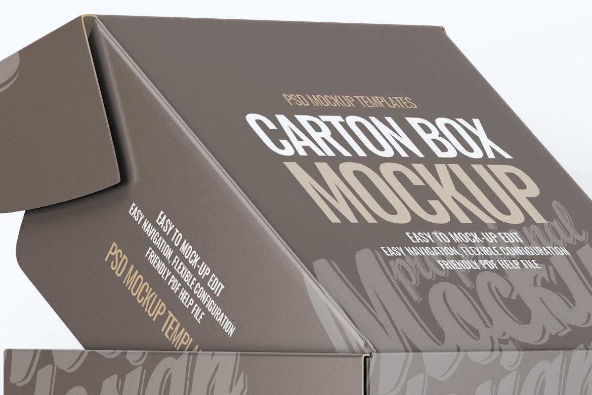硬盒纸箱包装外观设计样机v1 Carton Box Mock-Up v.1插图(4)
