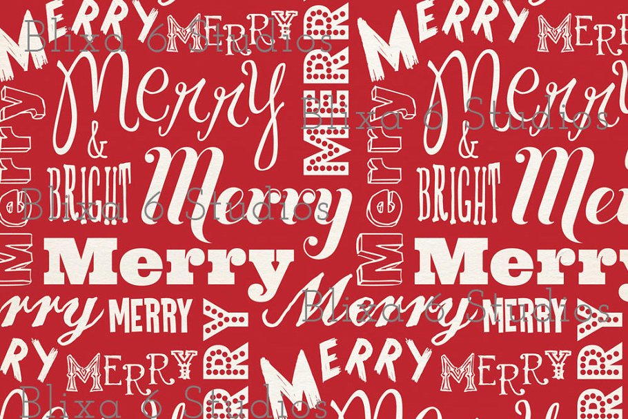 经典圣诞色彩元素纸质背景素材  Retro Holiday Digital Papers插图(1)