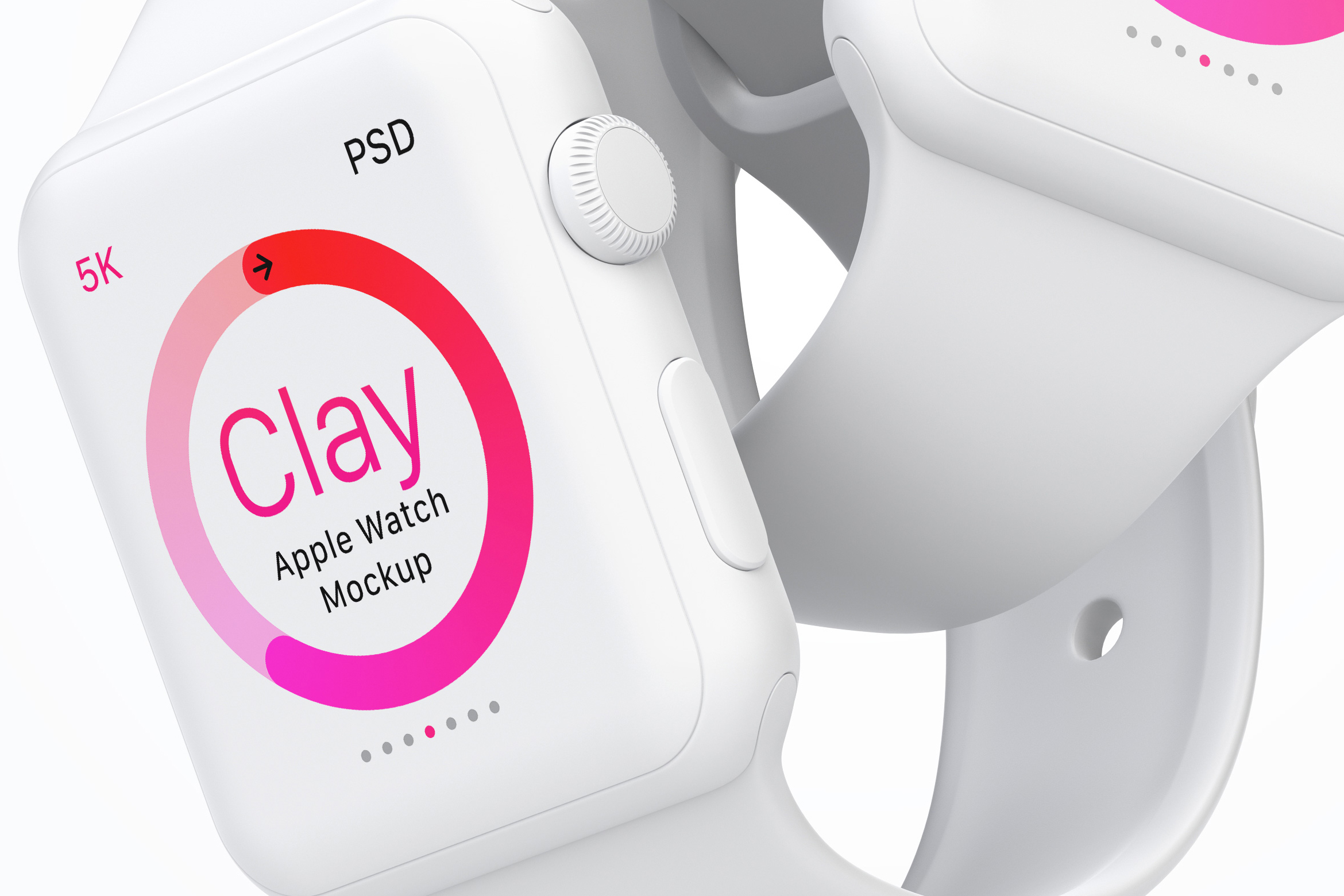 Apple Watch智能手表双屏幕演示样机模板07 Clay Apple Watch Mockup 07插图(1)