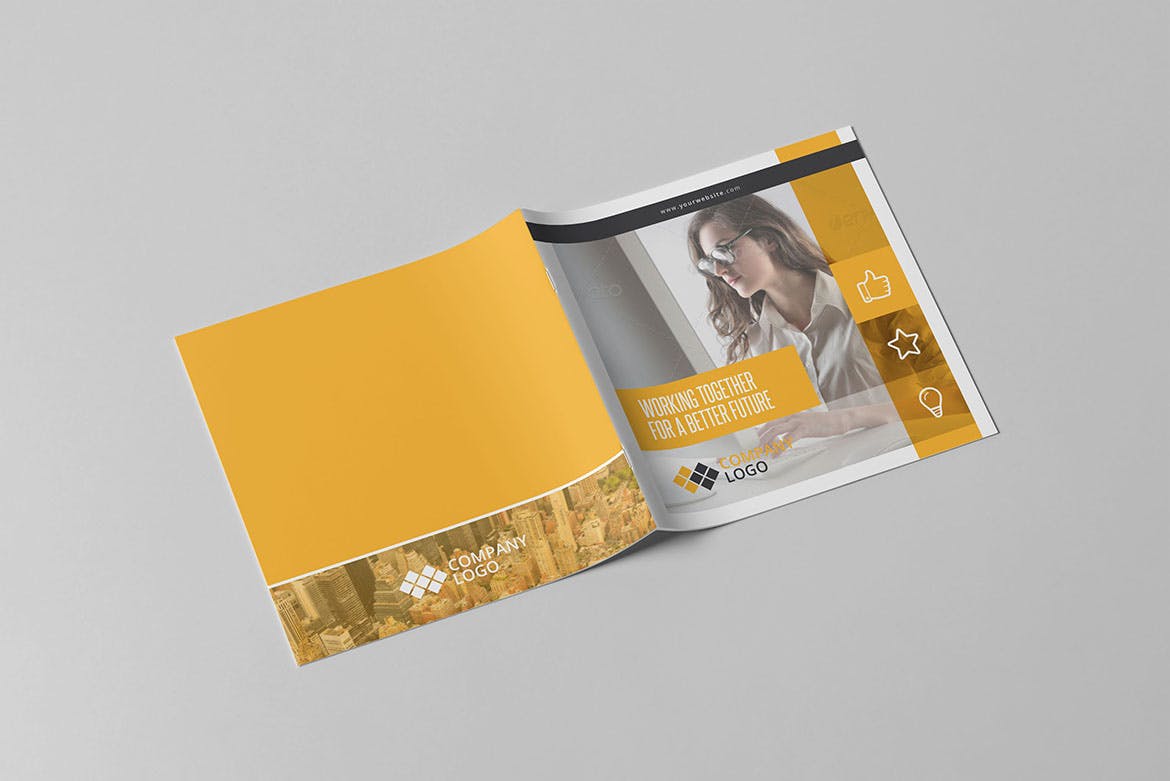 多用途商务公司方形企业画册设计模板 Multipurpose Business Square Brochure插图(1)