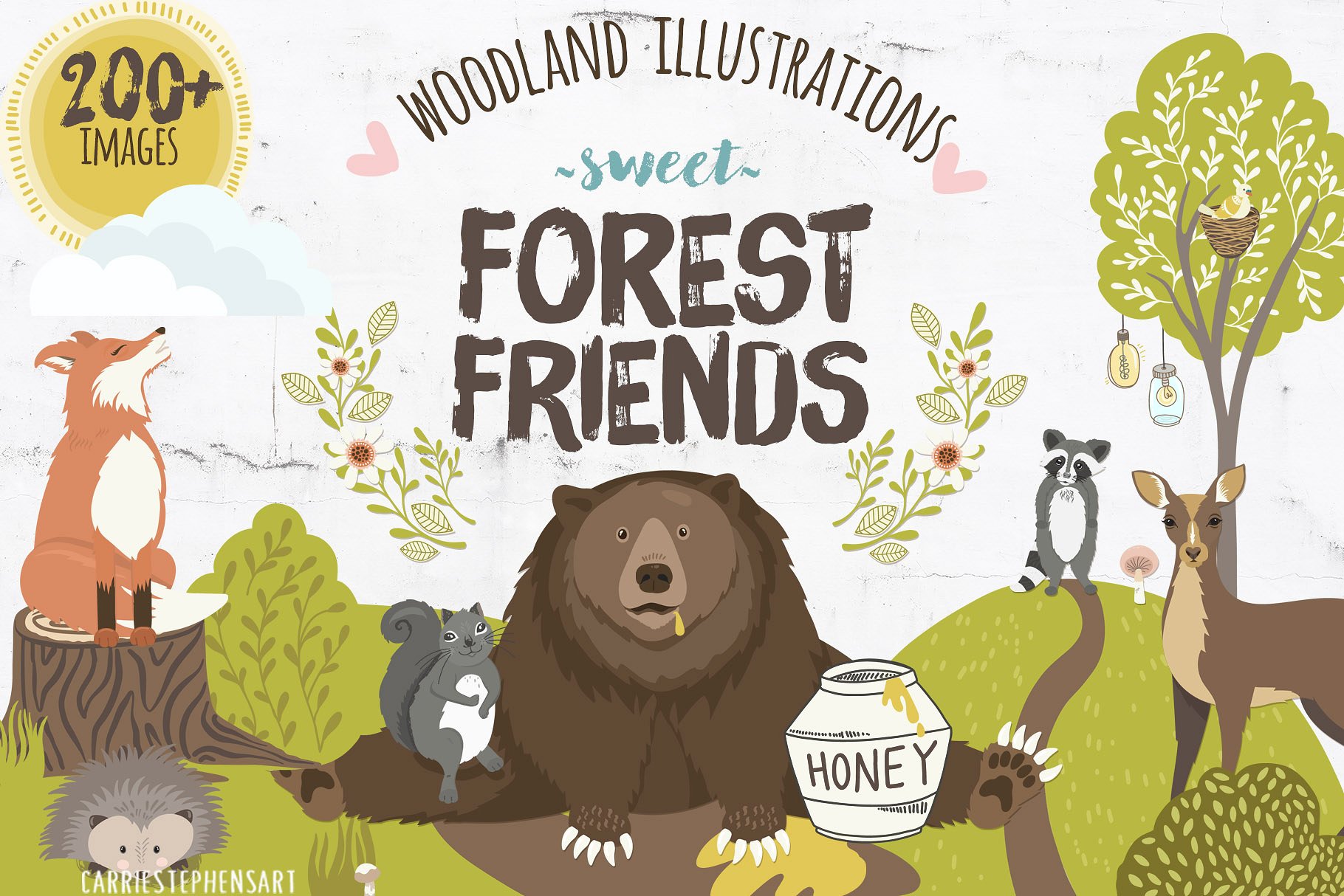 可爱卡通林地动物剪贴画 Woodland Animal Cute Characters插图(9)