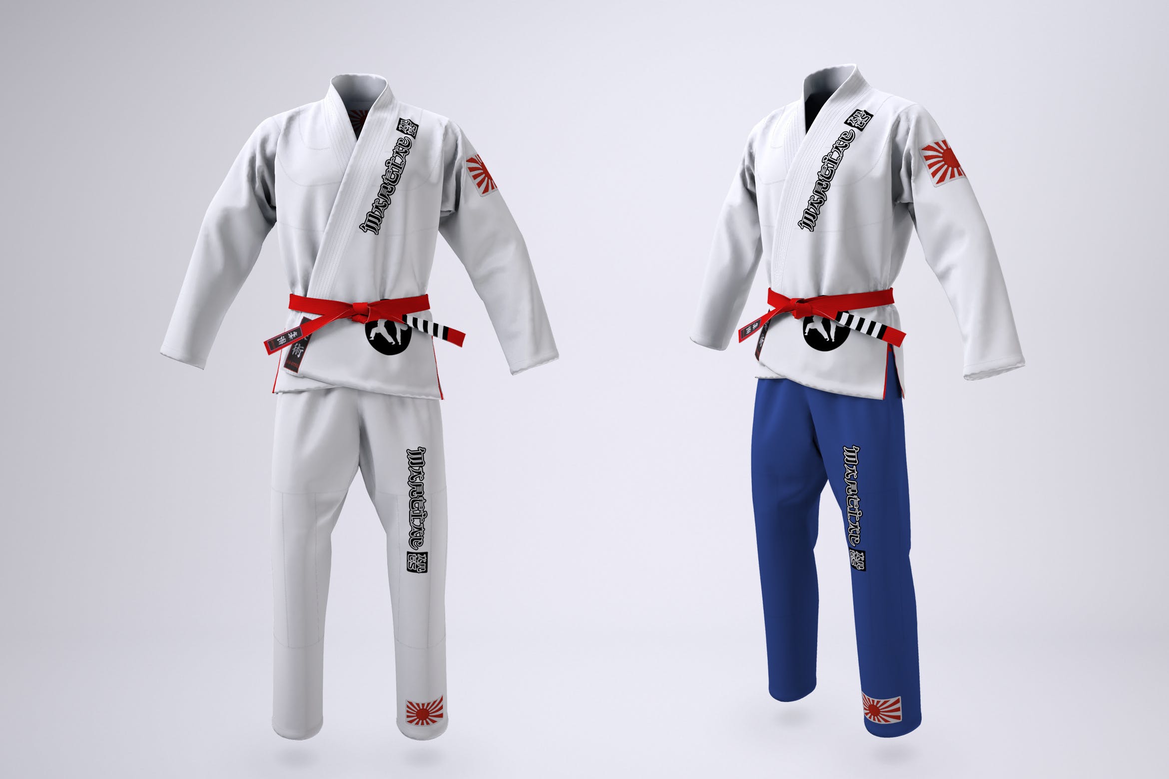 巴西柔术服设计效果图样机模板 Brazilian Jiu-Jitsu Gi Uniform Mock-up插图