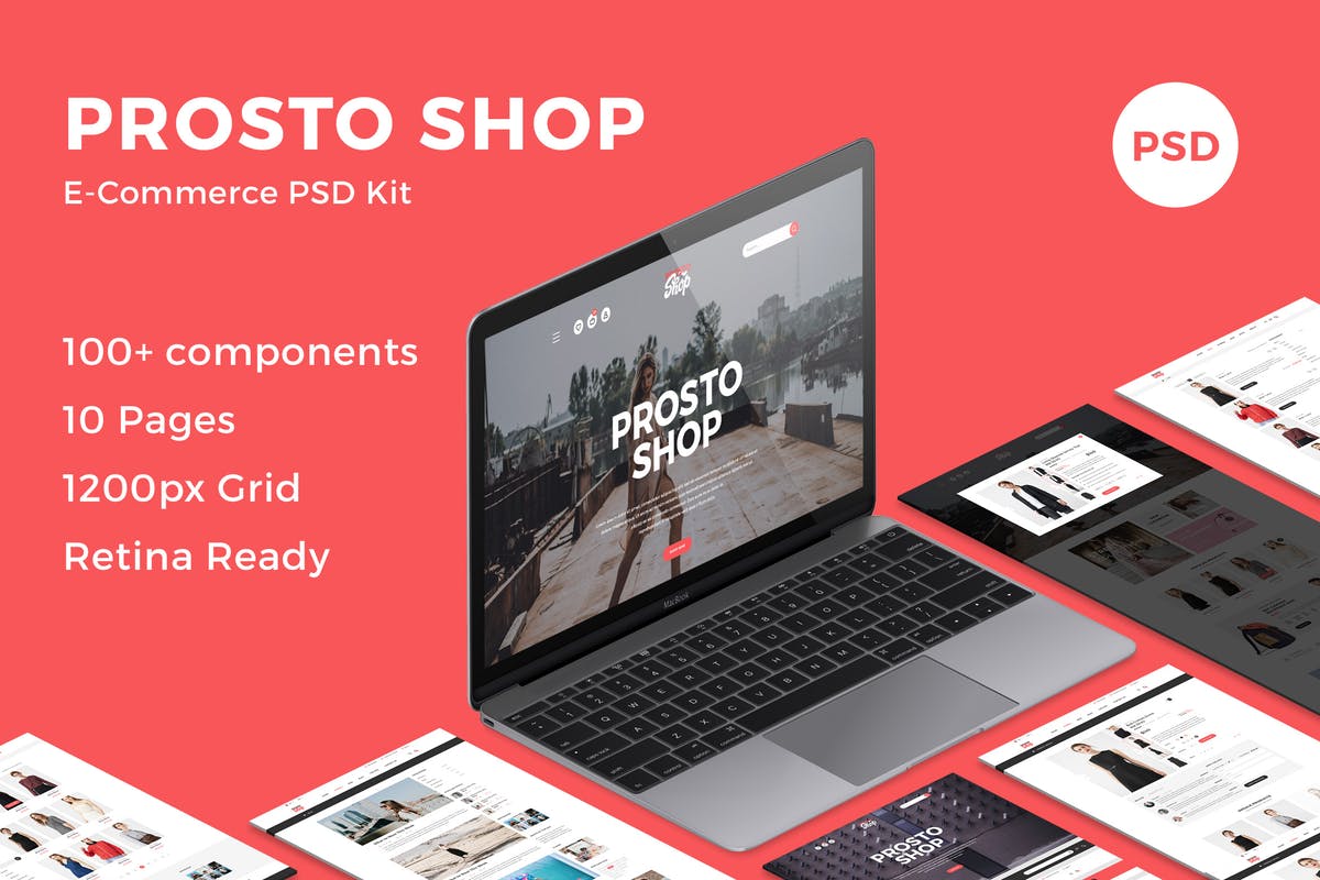 高端大气时尚品牌服装电商外贸网站设计PSD模板 Prosto Shop – E-Commerce PSD Kit插图