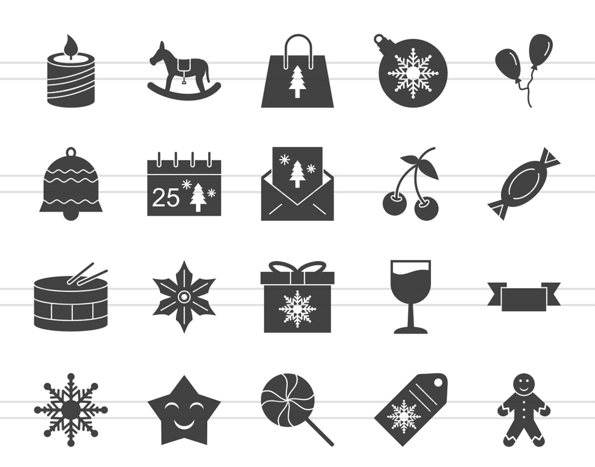 40枚圣诞节主题矢量字体图标 40 Christmas Glyph Icons插图(1)