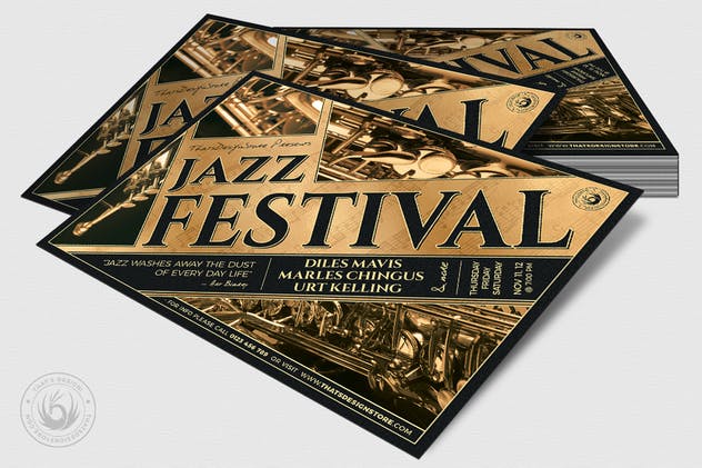 创意爵士音乐演奏会活动海报模板v1 Jazz Festival Flyer Template V1插图(3)