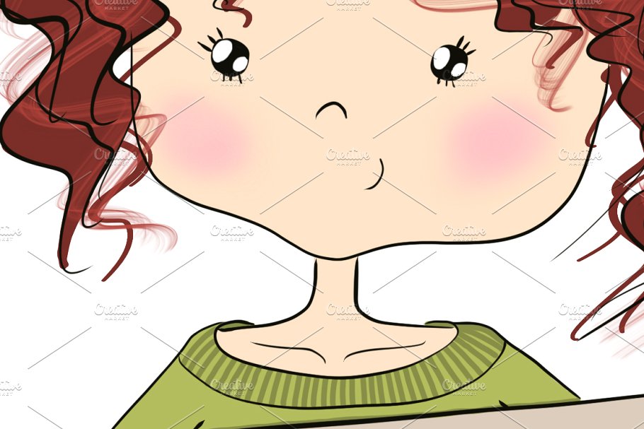 可爱时髦卡通女孩手绘套装 Planner Cute Girls Hand-drawn kit插图(8)