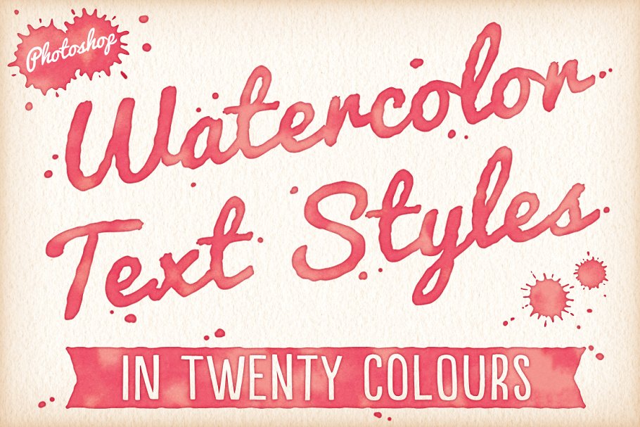 20种水彩文本图层样式 Watercolor Text Styles插图
