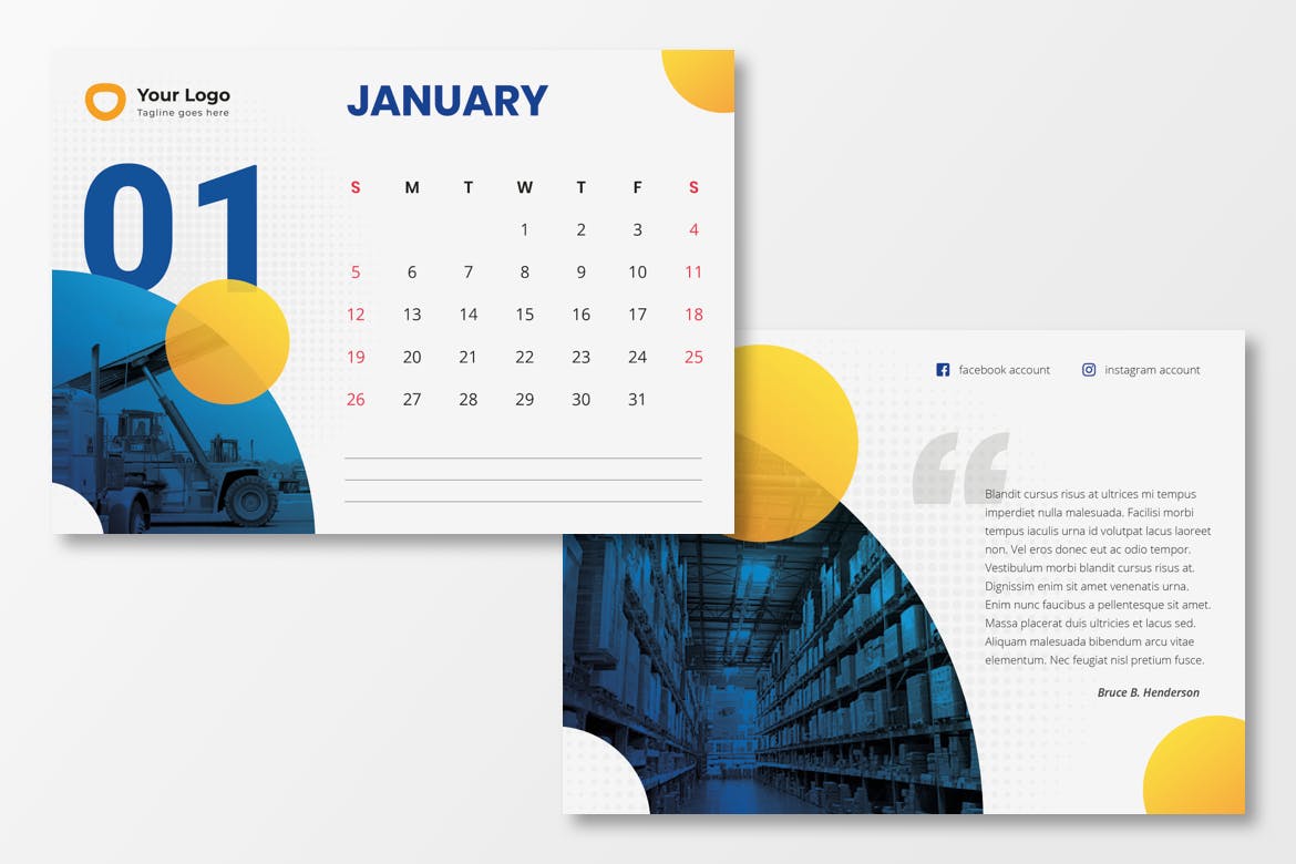 物流企业定制2020年活页日历表设计模板 Calendar 2020插图(3)