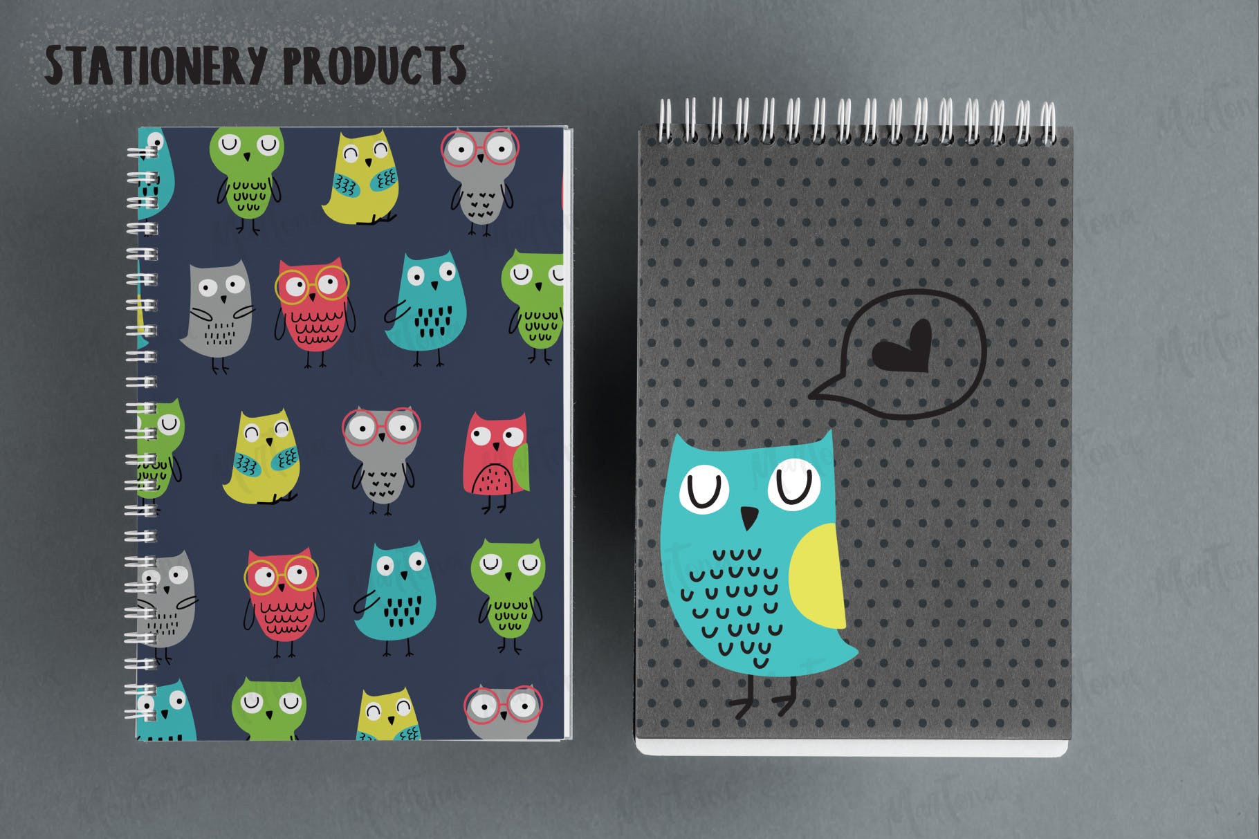 猫头鹰家族水彩手绘图案设计素材 Owls Family插图(3)