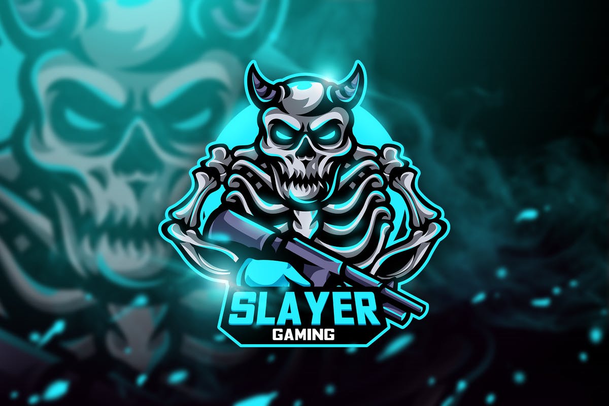 杀手骷髅游戏竞技俱乐部战队队徽Logo模板 Slayer Gaming – Mascot & Esport Logo插图