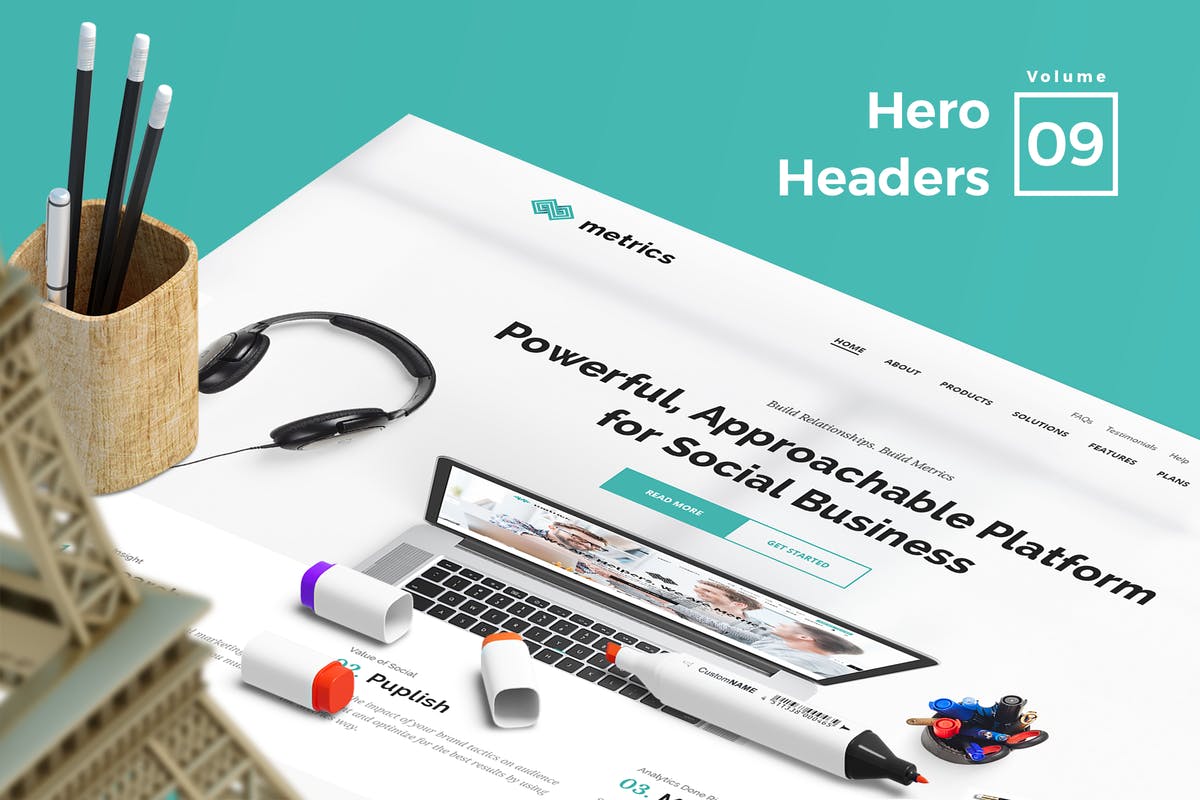 网站Header巨无霸头部设计网站设计素材V9 Hero Headers for Web Vol 09插图