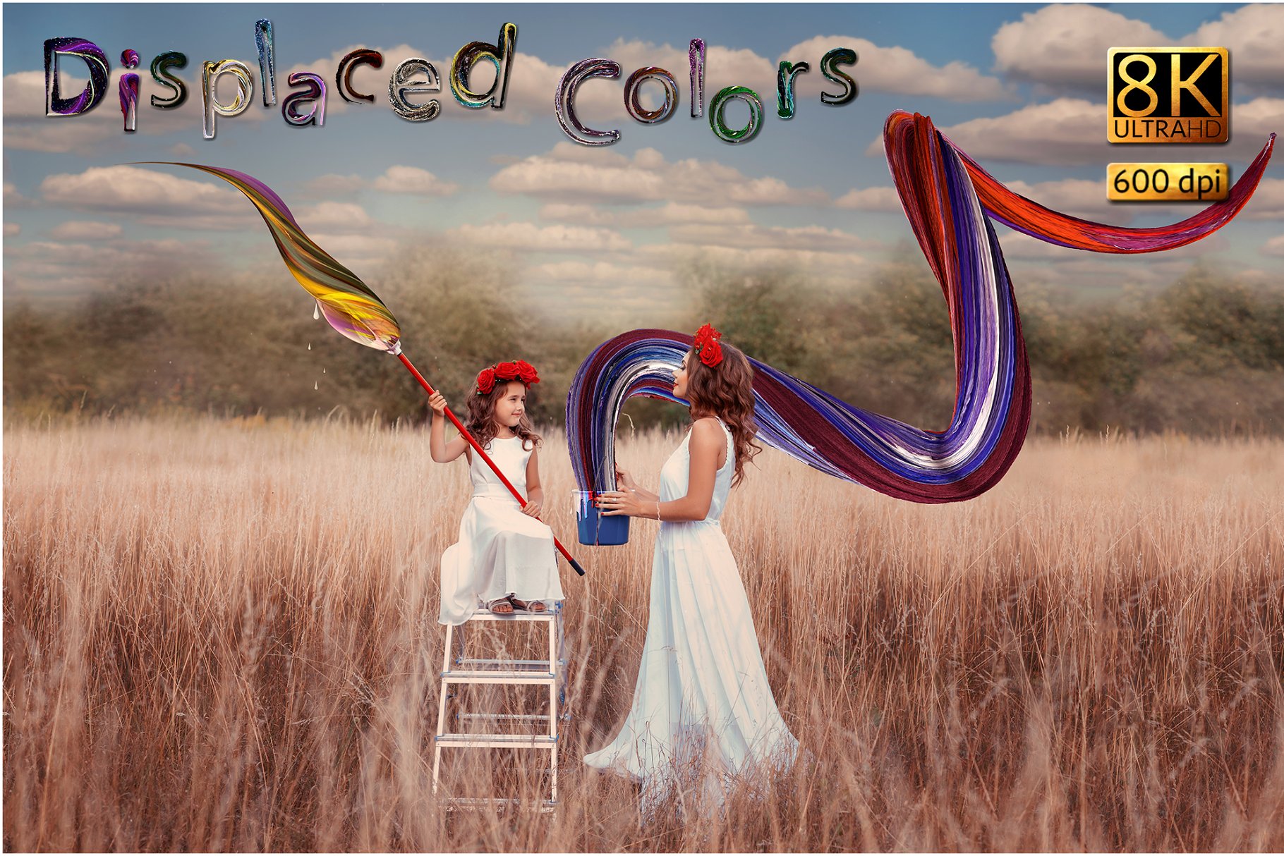 8K超高清分辨率混合油漆泼洒叠层背景 8K Displaced Colors插图