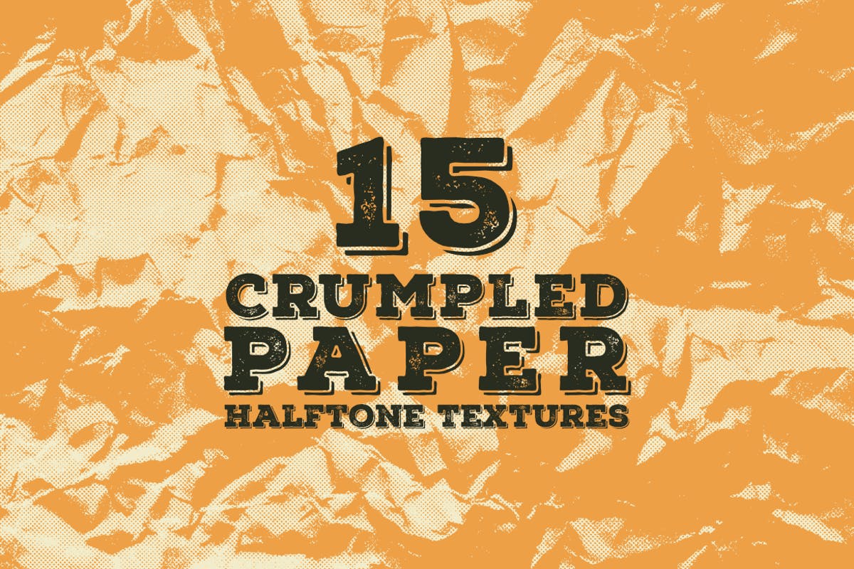 15款皱褶纸张半色调背景纹理 15 Crumpled Paper Halftone Textures插图