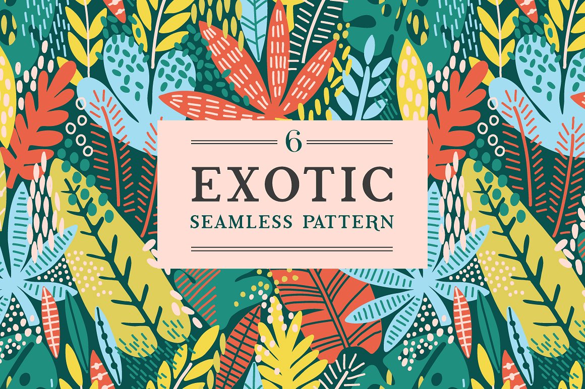 色彩鲜艳的异域风情叶子图案 Exotic leaves patterns插图