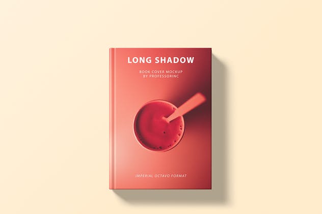 红色精装封面书本印刷品样机 Long Shadow Book Cover Mockup插图(6)