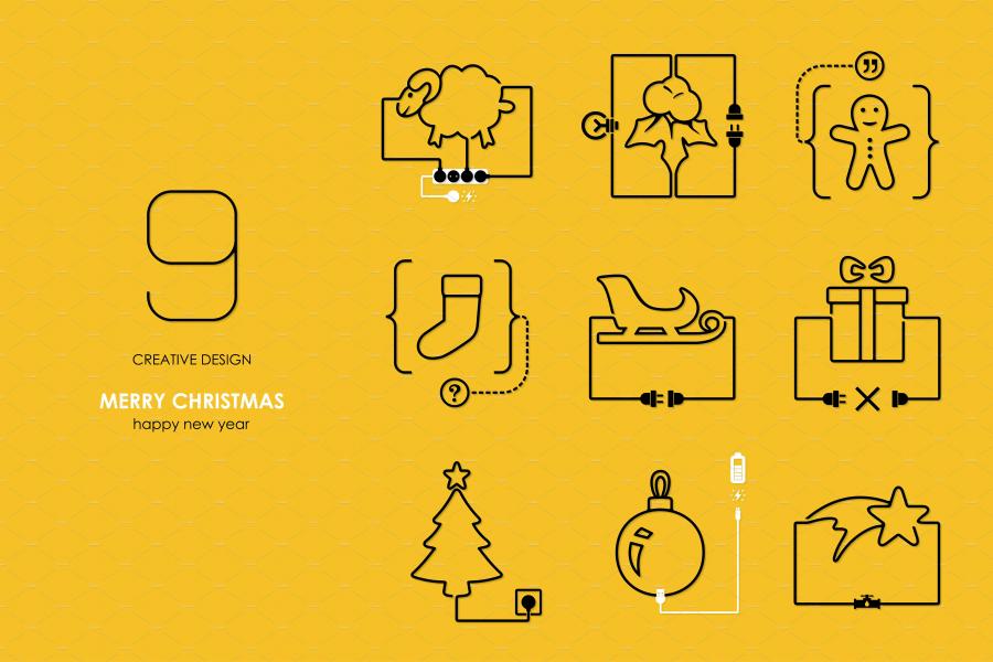 圣诞节扁平化图标 Christmas: connection flat design插图