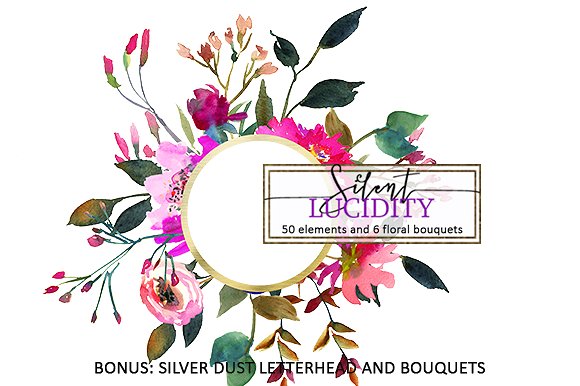 明亮紫色水彩花卉剪辑艺术集 Bright Purple Flowers Clip Art Set插图(9)