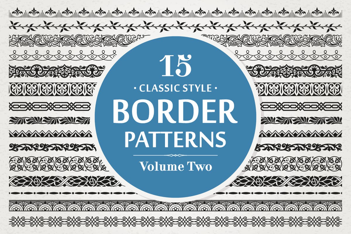 15款经典矢量边框图案花纹v2 15 Vector Border Patterns Classic Style Volume 2插图