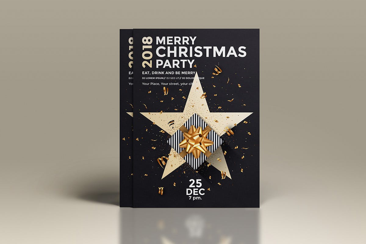 浓厚节日氛围圣诞节派对活动传单海报设计模板合集 Set of 10 Christmas Party Flyer Templates插图(4)