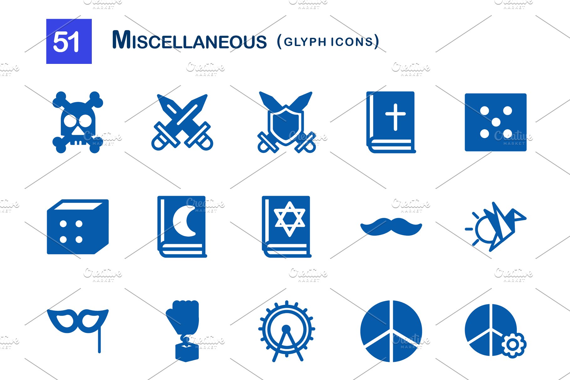 51个不同领域的混合符号图标 51 Miscellaneous Glyph Icons插图(1)