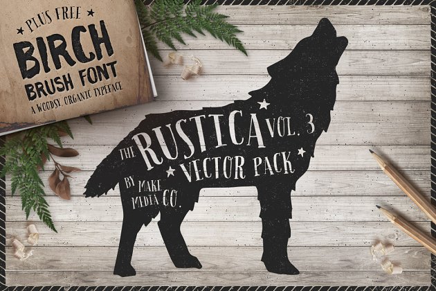 西方乡村元素+字体笔刷 Rustica Vol. 3 + Birch Brush Font插图