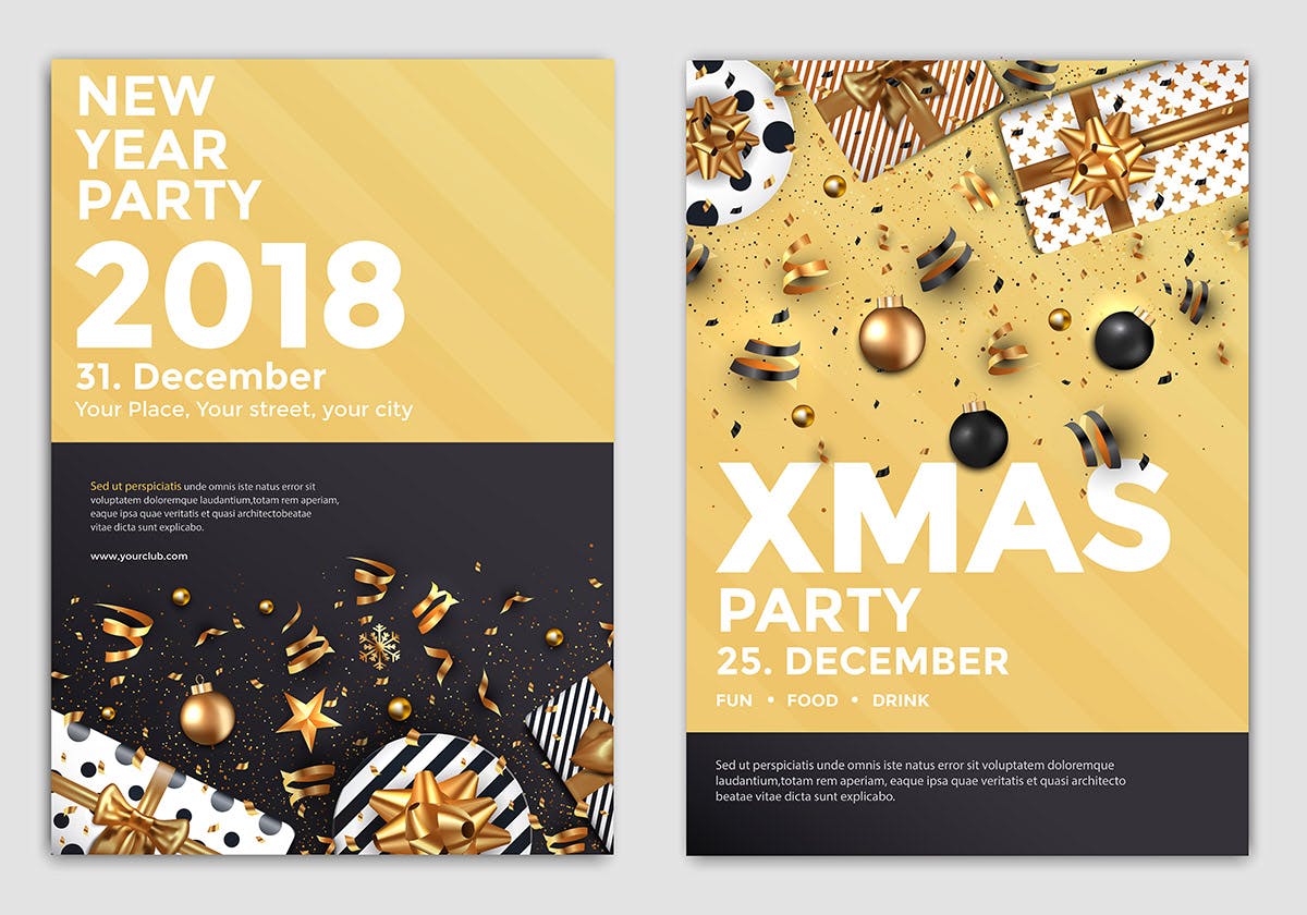浓厚节日氛围圣诞节派对活动传单海报设计模板合集 Set of 10 Christmas Party Flyer Templates插图(7)