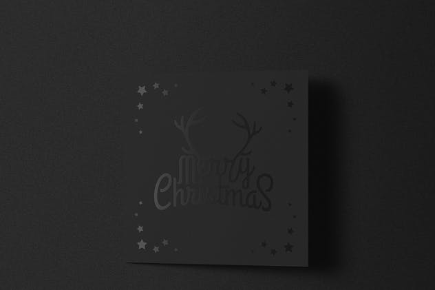 正方形铝箔冲压贺卡样机 Square Greeting Card Mock-Up with Foil Stamping插图(1)