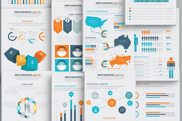 17页商业数据统计报告信息图表设计素材 Info Graphic Elements Design 17 Pages插图(2)