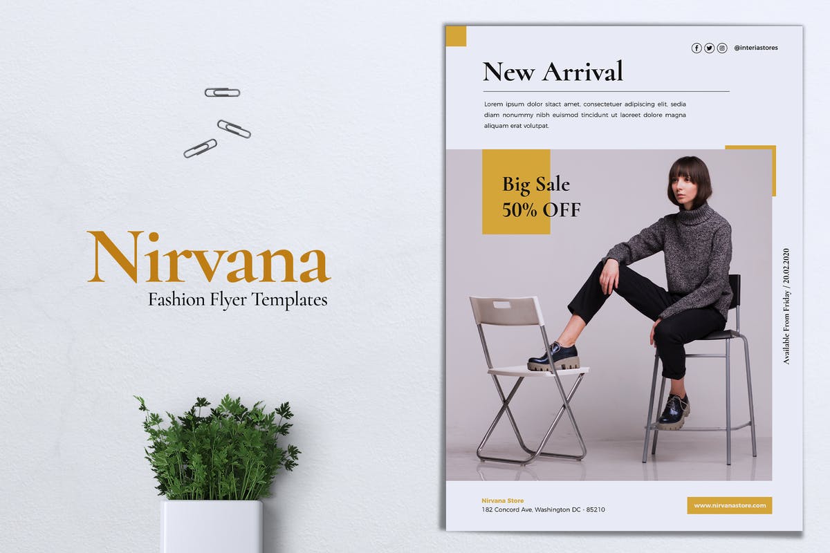 时尚服饰品牌故事海报设计模板 NIRVANA Fashion Store Flyer插图