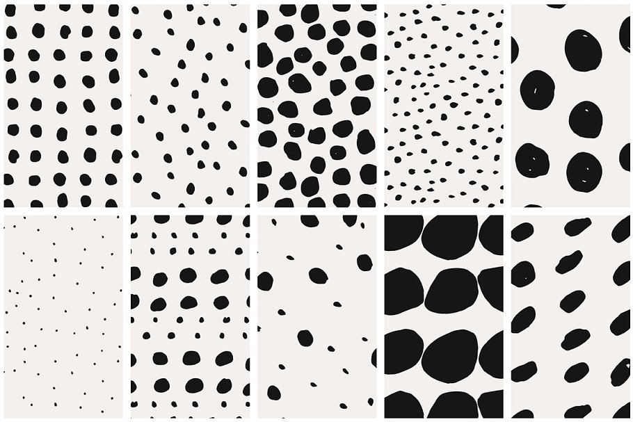 黑白圆点无缝纹理 Black & White Dots Seamless Patterns插图(5)