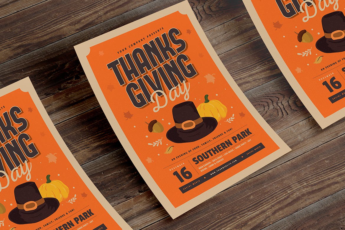 感恩节主题活动邀请海报传单设计模板 Thanksgiving Flyer插图(3)