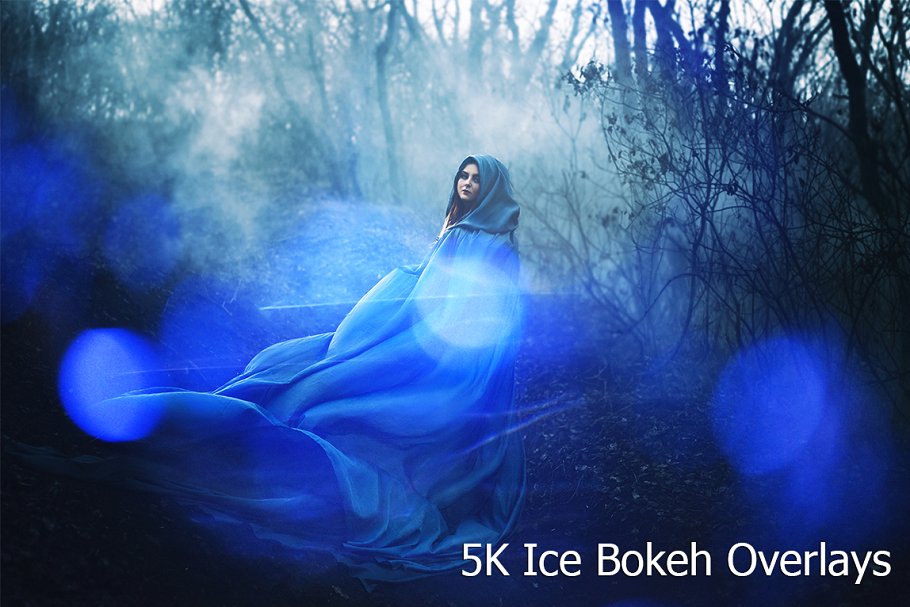 5K冰雪散景叠层背景 5K Ice Bokeh Overlays插图