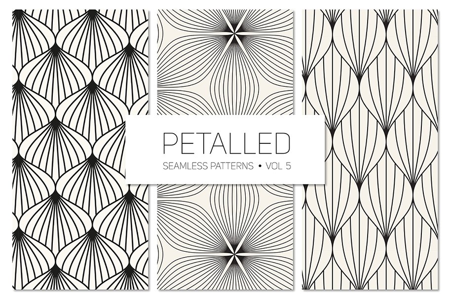 花瓣无缝图案纹理集 Petalled Seamless Patterns Set 5插图