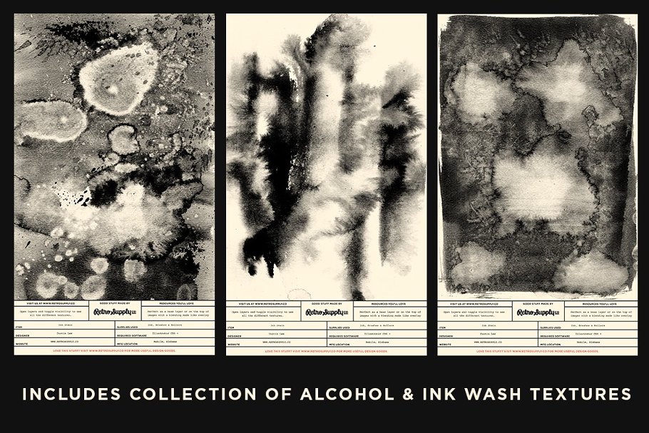 水洗墨水的魅力纹理合集[1.08GB] Dirty Ink | Ink Wash Textures插图(2)