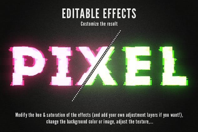 毛刺字体特效设计PSD模板 Photoshop Glitch Text Effects插图(9)