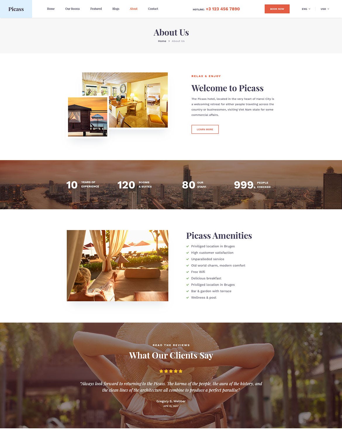 酒店预订网站设计PSD模板 Picass | Hotel PSD Templates插图(8)