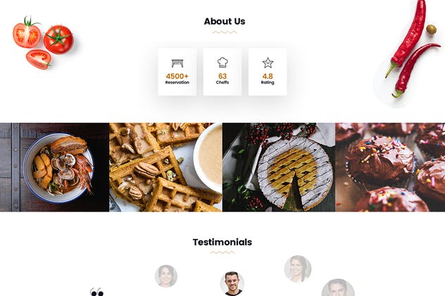 餐厅在线预订网站和菜单设计PSD模板 Restaurant Online Reservation & Menu PSD Template插图(3)