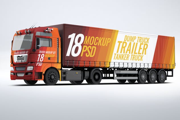 半挂车半挂卡车外观喷漆图案样机模板 Trucks Mock-Up插图(3)