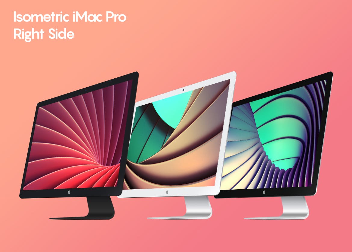 iMac一体机网站设计效果图预览样机素材v1 Isometric iMac Pro Mockup插图(3)