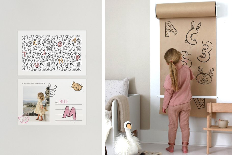 可爱动物、字母、数字矢量图案 Cute Stamps Pro插图(1)