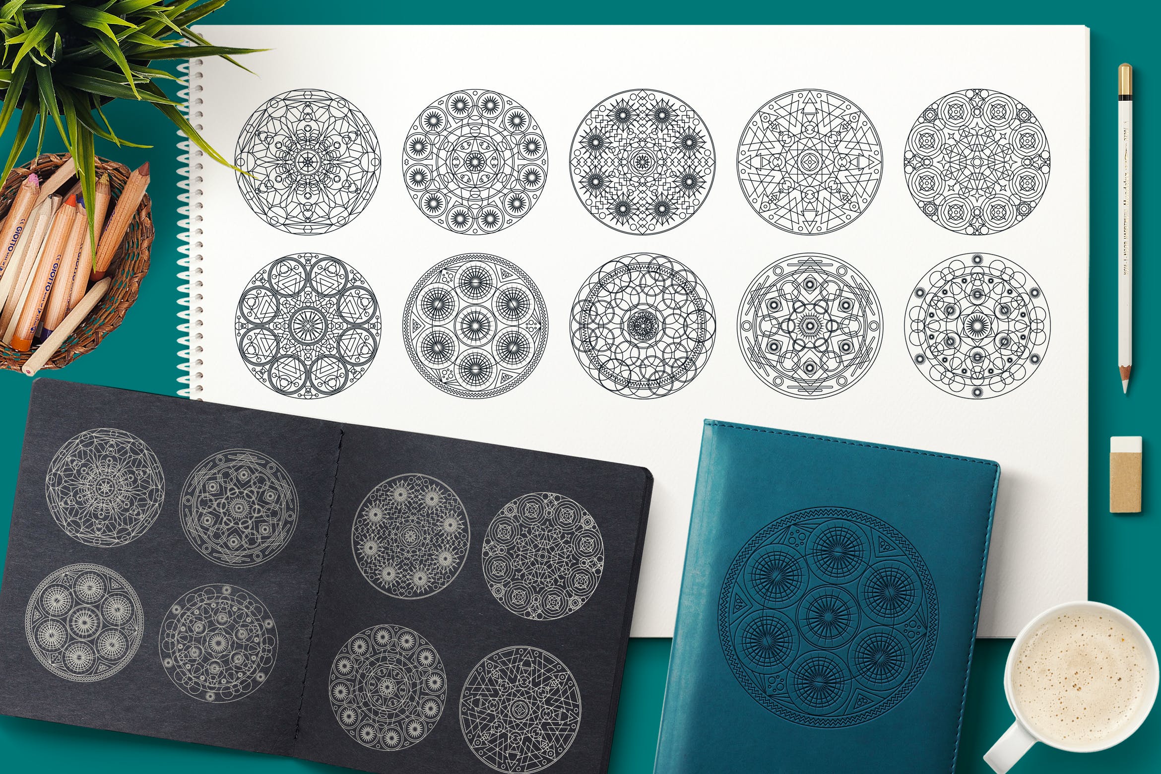 圆形曼陀罗花纹神圣几何图案矢量素材包 Sacred Geometric Mandalas Collection插图