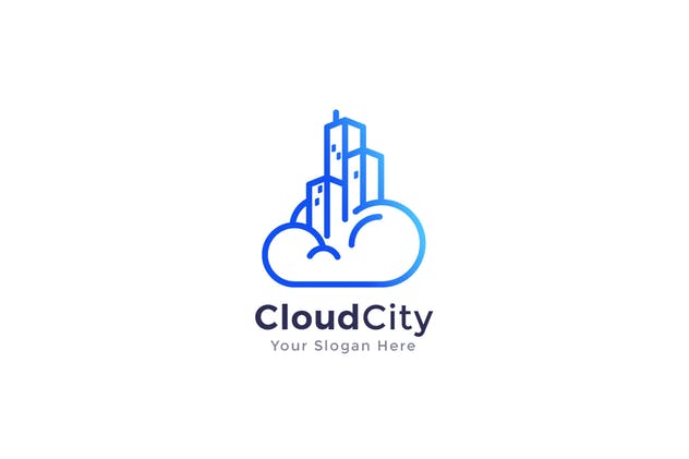 云服务云储存服务品牌Logo模板 Cloud City Logo Template插图(2)