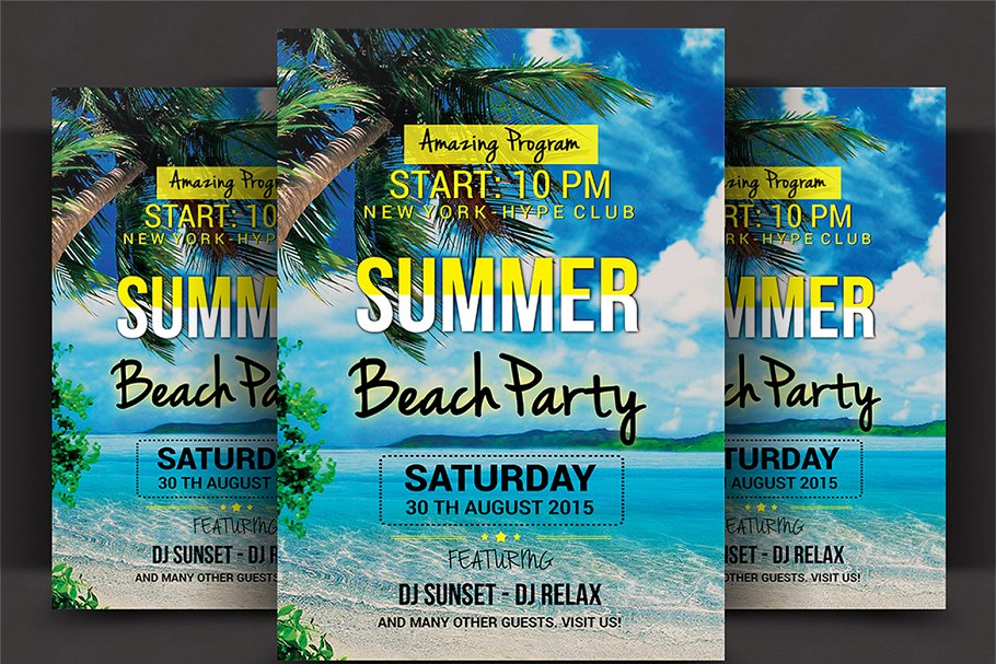 夏日派对活动传单模板合集 Summer Party Flyer Bundle插图(4)