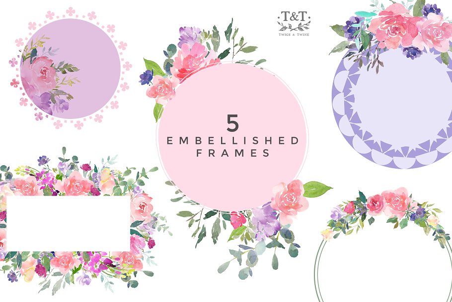 埃洛伊斯水彩花卉剪辑集 Elouise – Flower Clipart Set插图(2)