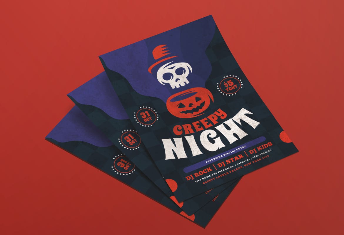 万圣节恐怖之夜节日活动海报设计模板 Halloween Flyer插图(3)