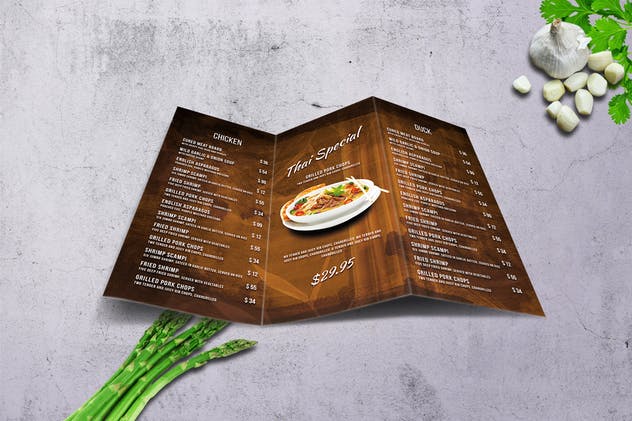泰国菜餐厅三折页菜单设计模板 Thai Trifold A4 and US Letter Menu插图(6)