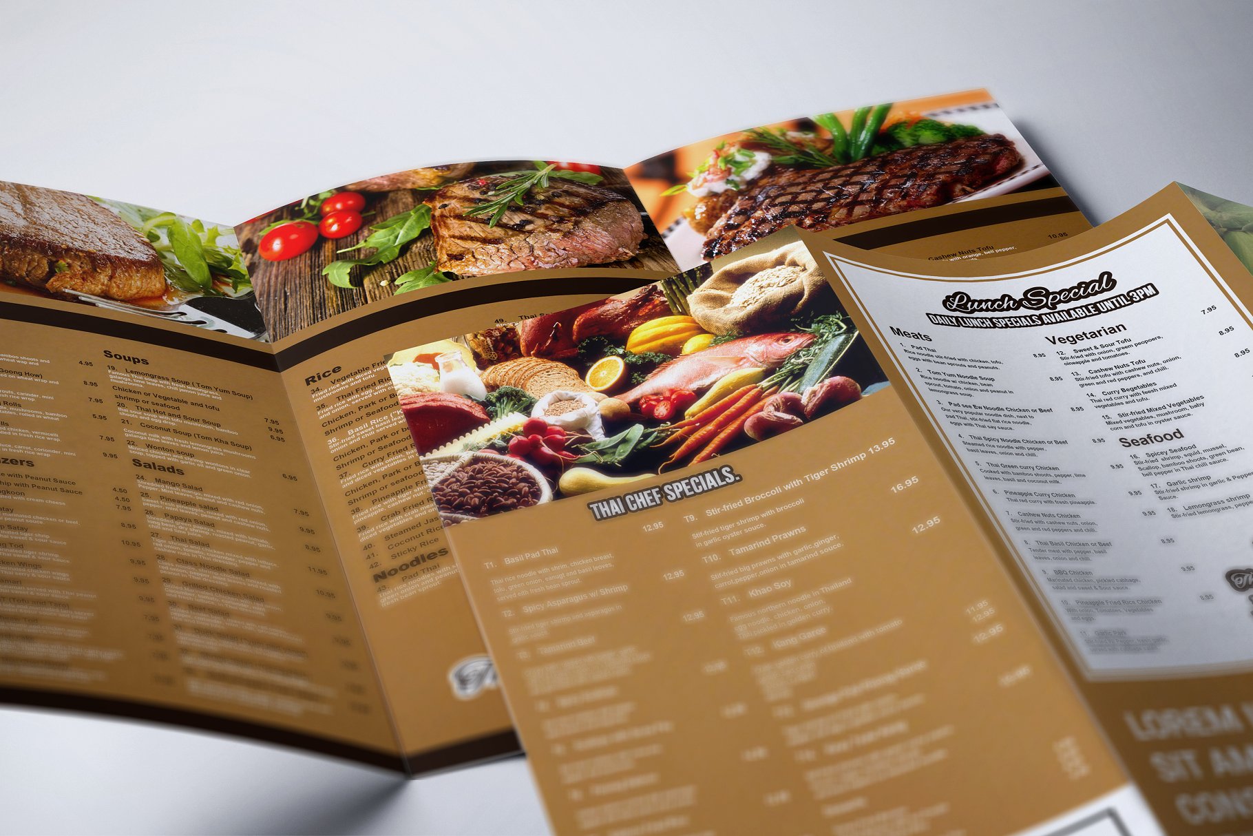 餐厅饭馆三折页菜单模板 Restaurant Menu Tri-fold Brochure插图(4)