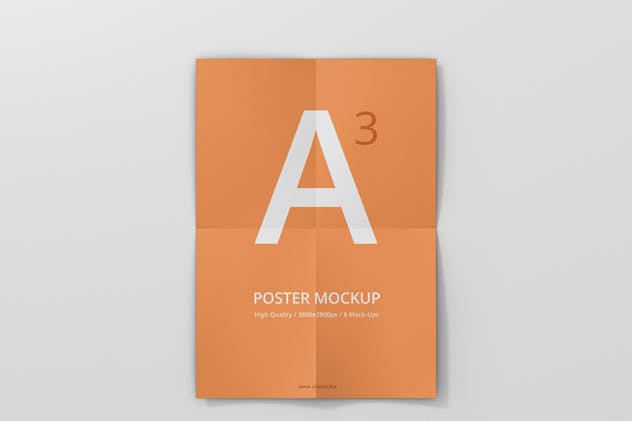 高分辨率带折痕海报样机模板 Poster Mock-Up插图(9)